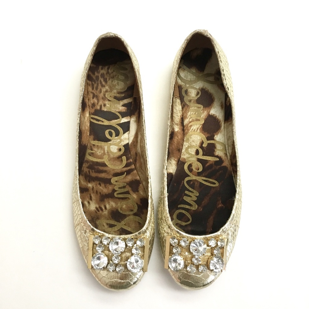 Sam Edelman Jeweled Gold Caper S-Caper Flats 7.5